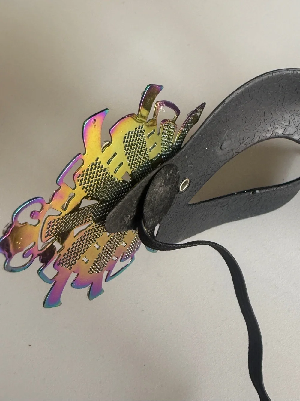 Spirit Black Venetian Peacock Masquerade Mask with Multicolor Lasercut Metal